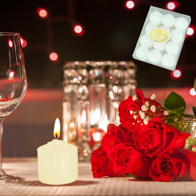 Dvkptbk Paraffin Wax 12 PCS Candle Floating Tea Lights Wedding Party Candle Small Votive Candles Mini Candles Round Candles Tea Light for Wedding Romantic Paraffin White Co Home Decoration
