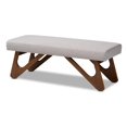 thumbnail image 1 of Baxton Studio Banc Boomerang Rembourré en Noyer Brun Grisâtre Rika, 1 of 8