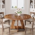 thumbnail image 3 of Tribesigns Rustic Farmhouse Round Dining Table for 4-6, 3 of 5