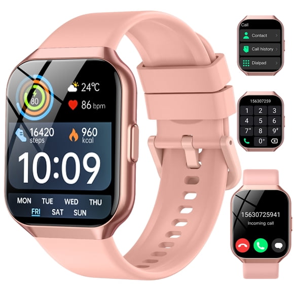 Nouvelle Montre Intelligente 2026, Montre Intelligente à Écran HD 1,96 Pieds' pour Hommes et Femmes, Répondre/émettre/messager, 100 Modes Sportifs, Traqueur de Mise en Forme Étanche IP68 Compatible avec Android et iPhone, Cadeaux des Fêtes, Rose