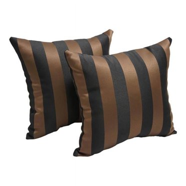 Blazing Needles 9910-S2-CO-OD-043 17 in. Square Polyester Outdoor Throw Pillows, Chocolate Stripe - Set of 2