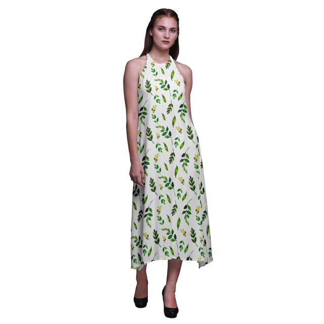 Bimba Robe de Plage Longue Dos Nu à Col Licou Imprimée pour Femmes - Medium