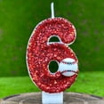 thumbnail image 4 of Baseball Glitter Birthday Cake Candle, Number Topper Decor for Sports Themed Party, 4 of 4