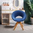 thumbnail image 3 of Costway Mid Century Modern Swivel Accent Chair Fabric Armchair Velvet Living Room Blue, 3 of 10