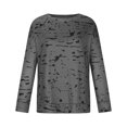 thumbnail image 4 of IROINID Liquidation Hauts pour Femmes Grande Taille Imprimé Manches Longues Confortable Respirant T-Shirt à Col Rond Hauts, Gris Foncé, 4 of 8