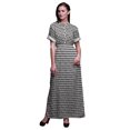 thumbnail image 1 of Bimba Rayon Triangle Geometric Printed Gown Kimono Sleeves Summer Long Maxi SlitDress-Large, 1 of 6