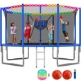 thumbnail image 1 of KOFUN 1400LBS 14FT Trampoline for Kids and Adults Outdoor Backyard Trampoline with Safety Enclosure Net, Removable Basketball Hoop, Ladder, Light, 2 Balls, Blue, 1 of 7