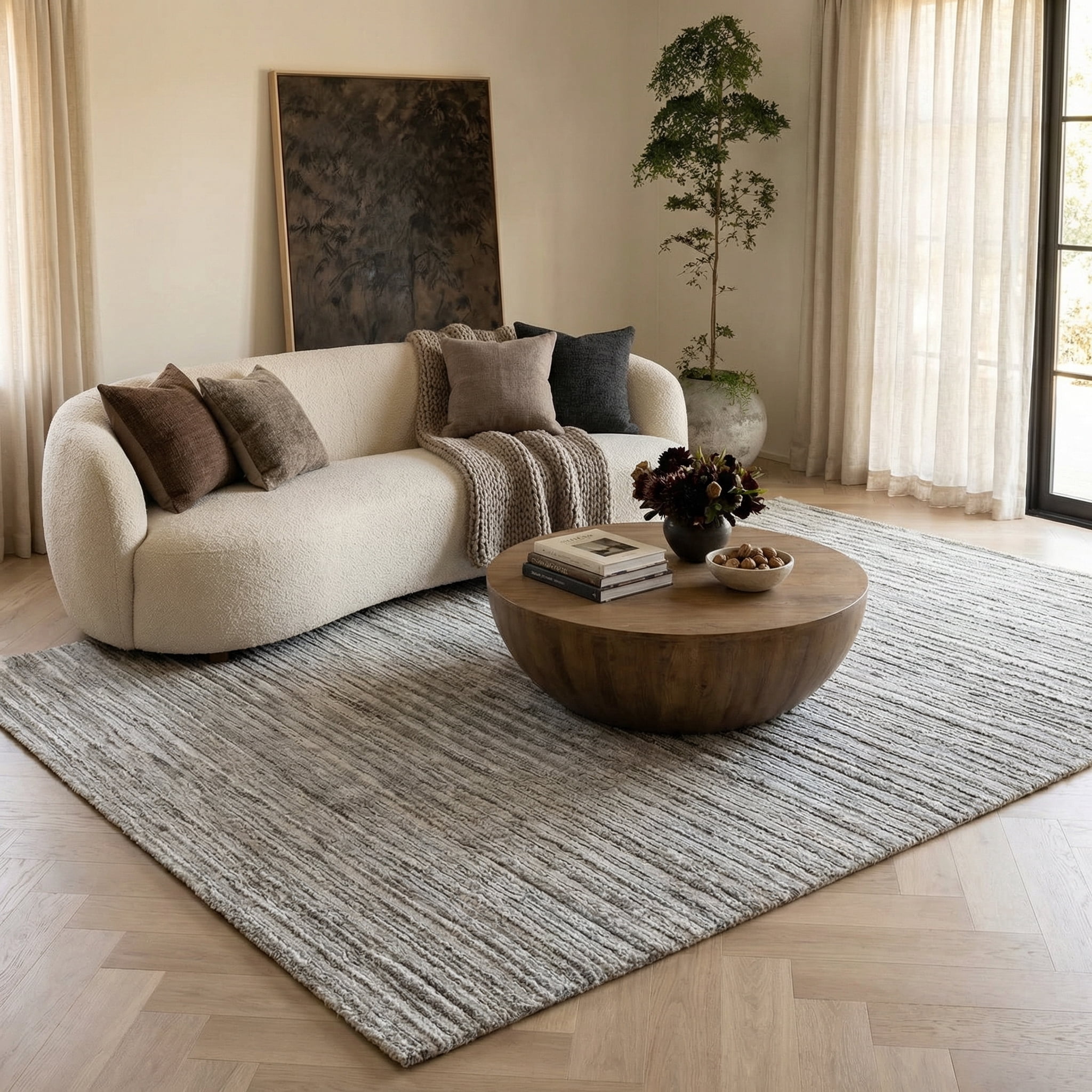 Tapis d'interieur abstrait Rug Branch Casa, gris, moderne - Salon, chambre, salle a manger et cuisine