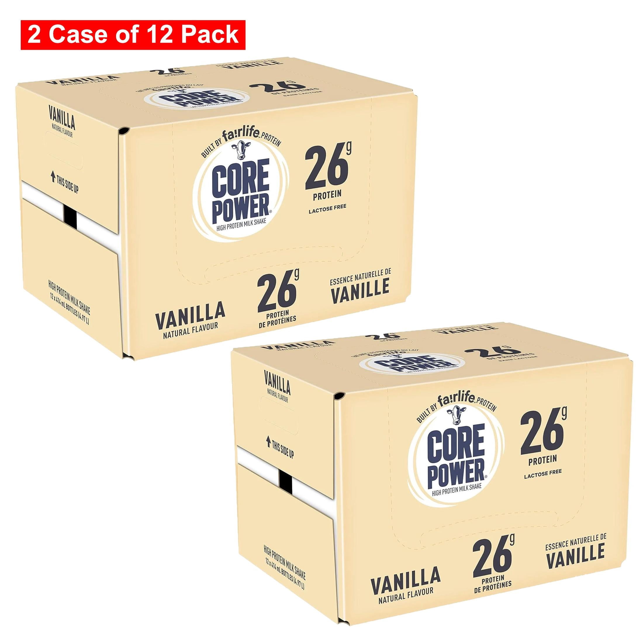 Core Power Protein Drink, Vanilla, 414mL Bottles (2 Cases of 12 Pack)