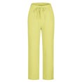 thumbnail image 5 of VEKDONE Womens Linen Long Pants Yellow M, 5 of 5
