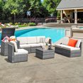 thumbnail image 1 of Costway Ensemble de Meubles en Rotin Osier 8 Pcs pour Patio avec Table de Rangement Blanc, 1 of 10