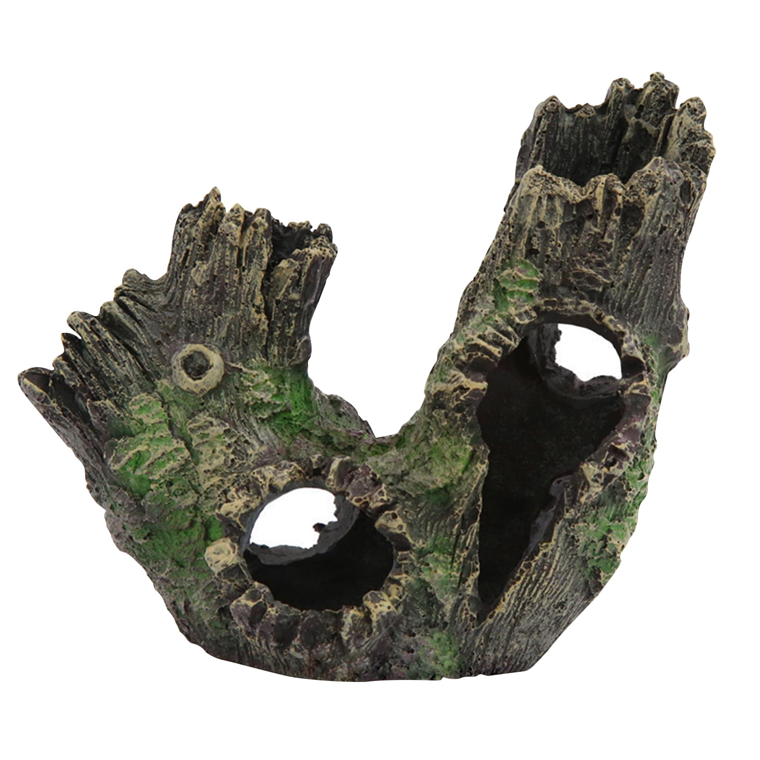 Yeacher Aquarium Ornament Driftwood Resin Wood Trunk DIY Hollow House Cave Ornament for Fish Tank Aquarium Landscape Decoration