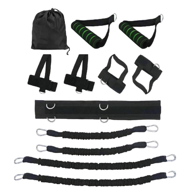 Ensemble de 12 Bandes de Résistance avec Sangles d'Étirement, 4 Bandes de Résistance, Ceinture de Taille Ajustable, /poignet, Poignées d'Ancre de Porte avec Sac de Rangement - 25 Lb