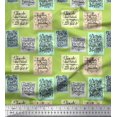 thumbnail image 1 of Soimoi Green Rayon Crepe Fabric Motivational Quotes Text Decor Fabric Printed Yard 46 Inch Wide, 1 of 5