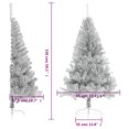 thumbnail image 4 of vidaXL Artificial Half Christmas Tree with Stand Silver 150 cm PET, 4 of 5
