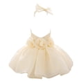 thumbnail image 1 of WEAIXIMIUNG Robes Florales Courtes pour Adolescentes, Robe de Fête Sans Manches, Couleur Unie, Robe de Fête d'Anniversaire avec Bandeau, 1 of 4
