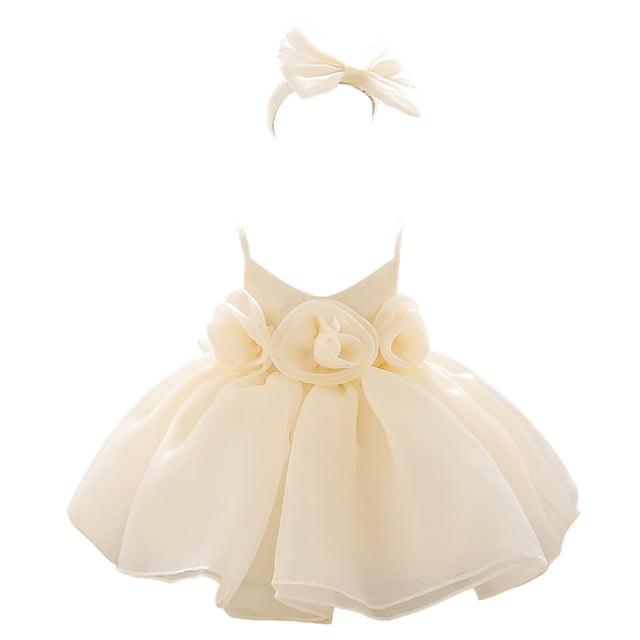 WEAIXIMIUNG Robes Florales Courtes pour Adolescentes, Robe de Fête Sans Manches, Couleur Unie, Robe de Fête d'Anniversaire avec Bandeau