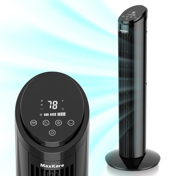 30" Tower Fan with LED Screen & Remote, 70° Oscillating Quiet Cooling Fans, 3 Speeds, 3 Modes, 9H Timer, Standing Floor Fan for Home, Black