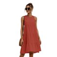 thumbnail image 1 of Nouvelle Robe Ligne A Unie pour Femmes Design Patchwork Col Rond Streetwear Sans Manches Taille Mi-Haute Décontractée Robe Mini Ample, 1 of 2