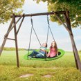 thumbnail image 4 of Gymax 60'' Saucer Tree Swing Surf Outdoor Adjustable Kids Giant Oval Platform Swing Set Green, 4 of 10