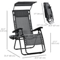 thumbnail image 3 of Outsunny Foldable Lounge Chair with Canopy Shade, Side Tray, Cup Holder, 3 of 10