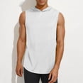 thumbnail image 2 of Yuyuzo Sleeveless Shirts for Men Hooded Workout Tank Top Solid Color Loose Fitted Running Gym Tees, 2 of 6