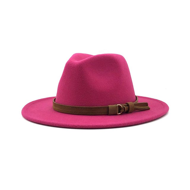 QualitChoice Woman Fedoras Hat Cap Female Comfortable Breathable Solid Color Winter Caps Rose Red 56-58cm