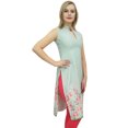 thumbnail image 3 of Bimba Tunique Sans Manches Verte à Imprimé Floral pour Femme, Kurta Kurti de Designer-14, 3 of 6