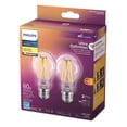thumbnail image 4 of Philips 60-Watt Equivalent A19 Filament Ultra Definition Dimmable LED bulb, Soft White WarmGlow (2-Pack), 4 of 6