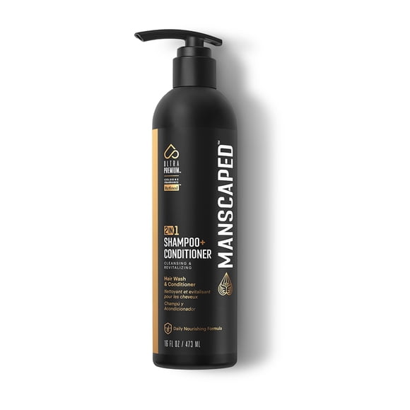 MANSCAPED® 2 in 1 Shampoo & Conditioner, Infused with Sea Kelp, Coconut Water, Aloe for Hydrating Hair, 16 oz