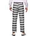 thumbnail image 3 of INSPIRE CHIC Pantalon Imprimé Argyle pour la Rentrée pour Homme Coupe Régulière devant Plat Pantalon Habillé 38 Noir Blanc, 3 of 5