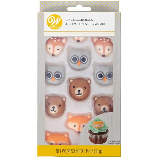 Décorations en glace royale Daim, hibou, renard et ours Wilton, 1,34 oz (12 unités)