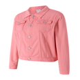 thumbnail image 4 of Aunavey Women‘s Basic Button Down Long Sleeve Stretchy Jean Trucker Denim Jacket, 4 of 8