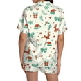 thumbnail image 4 of Pyjama pour Femmes en Satin Imprimé Graphique, Mignon, Tenue de Nuit, Boutons, Hauts à Manches Courtes, Ensembles de Shorts, 4 of 5