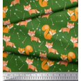 thumbnail image 3 of Soimoi Green polyester Crepe Fabric Fox & Arrow Tribal Printed Fabric 1 Yard 52 Inch Wide, 3 of 5