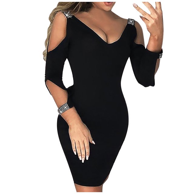 Pompotops Robe Courte de Cocktail Aguichant à Col en V pour Femmes, Bretelles, Fête, Coupe Crayon, en Solde