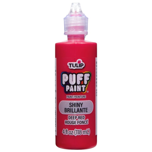Tulip Puff Dimensional Fabric Paint, Deep Red, 4 fl. oz., Nontoxic, Liquid, Permanent, Flexible, Machine Washable, 3D Texture