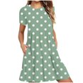 thumbnail image 1 of Weiqiqre Robes pour Femmes Été Décontractées à Manches Courtes Col Ras du Cou Robes T-Shirt Amples Évasées Mini avec Poches, 1 of 5