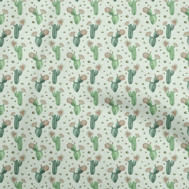 oneOone Silk Tabby Green Fabric Cactus Fabric For Sewing Printed Craft Fabric By The Yard 42 Inch Wide