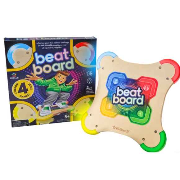 Beat Board Wooden Stand-On Balance Game with 4 Modes, Lights and Sounds