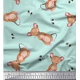 thumbnail image 1 of Soimoi Green Moss Georgette Fabric Footprints & Mouse Kids Printed Fabric 1 Yard 44 Inch Wide, 1 of 5