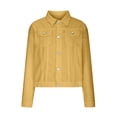 thumbnail image 3 of Pompotops Veste en Denim Unie pour Femmes à Manches Longues, Cardigan Amincissant avec Poches, Manteau, Hauts, Liquidation, 3 of 5