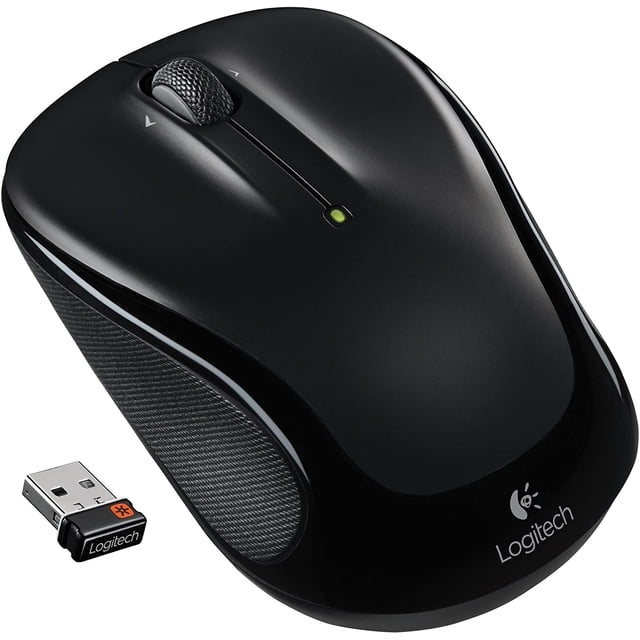 FYBTO M325 Wireless Mouse pour Défilement Web en Noir, Doté d'Un design Ergonomique compact avec une Roue de Défilement Texturée pour la Précision. Comprend un Récepteur USB pour la Connectivité Sans Fil. Compatible avec Windows, Mac OS X et les Systèmes Linux.