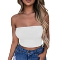 thumbnail image 2 of DPTALR Women's Solid Color Summer Casual Top Tube Top Strapless Blouse, 2 of 4