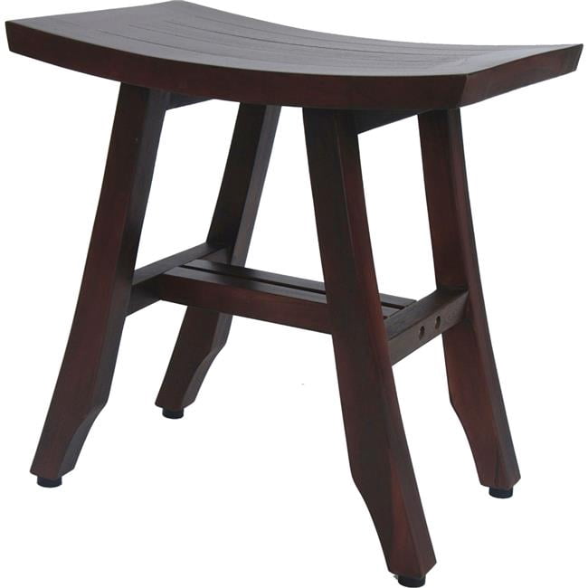 Banc d'Extérieur Compact Curviligne en Teck pour Douche, Brun Foncé - 18 x 12 x 18 Po