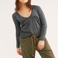 thumbnail image 2 of Women‘s Causal T-Shirt V Neck Long Sleeve Loose Fit Tops Solid Color Blouse Basic Tees, 2 of 6