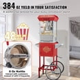 thumbnail image 3 of KFFKFF Popcorn Machine with Trolley, 850W Popcorn Cooking Device, 8 Oz Container Produces 48 Servings per Cycle, Popcorn Creator Fitted with Hardened Glass, Comes with 4 Ladles, Ruby, 3 of 9