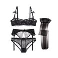 thumbnail image 1 of Ensemble de Soutiens-Gorge Balconnet à Armatures en Dentelle Brodée pour Femmes, 4 Pcs, 1 of 5