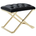 thumbnail image 4 of Contemporary Velvet & Stainless Steel Bench in Black & Gold, 4 of 6