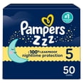 thumbnail image 1 of ZZZ Couches de Nuit, Taille 5 (27+ lbs), Couche pour Bébé Jetable à Protection de Nuit, 1 of 28